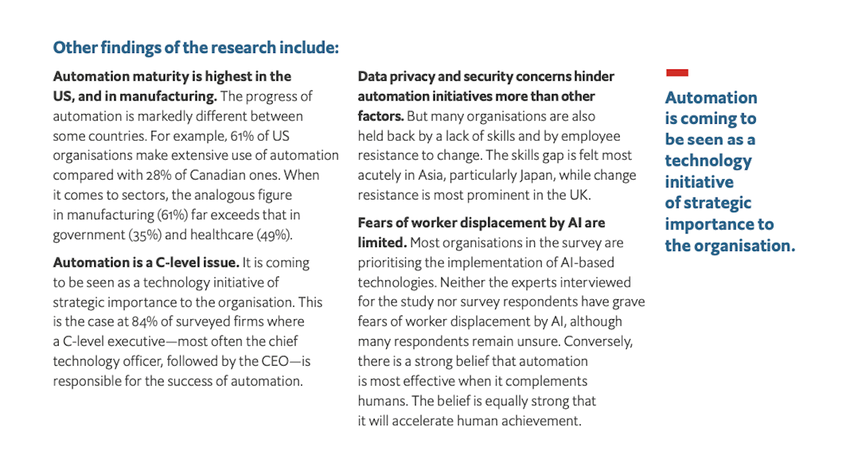Emily Wasik_The Economist_Future of Workforce Automation and AI Maturity in Organizations UiPath Report